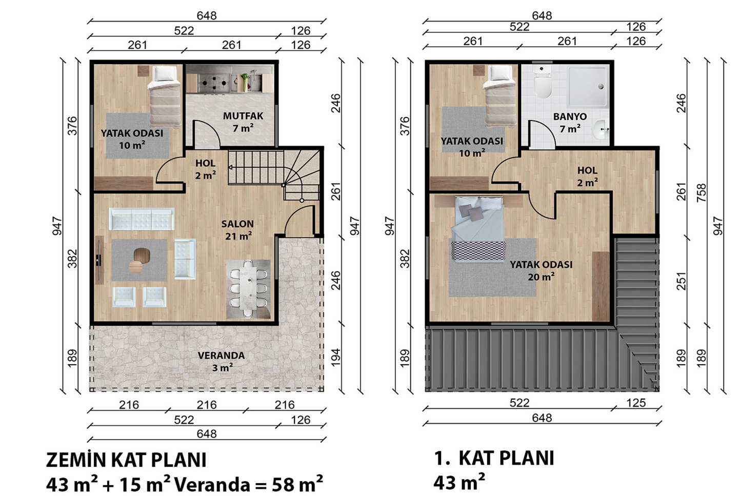 106 m2 Prefabrik Ev | Çift Katlı Prefabrik Ev Modelleri Prime Villa