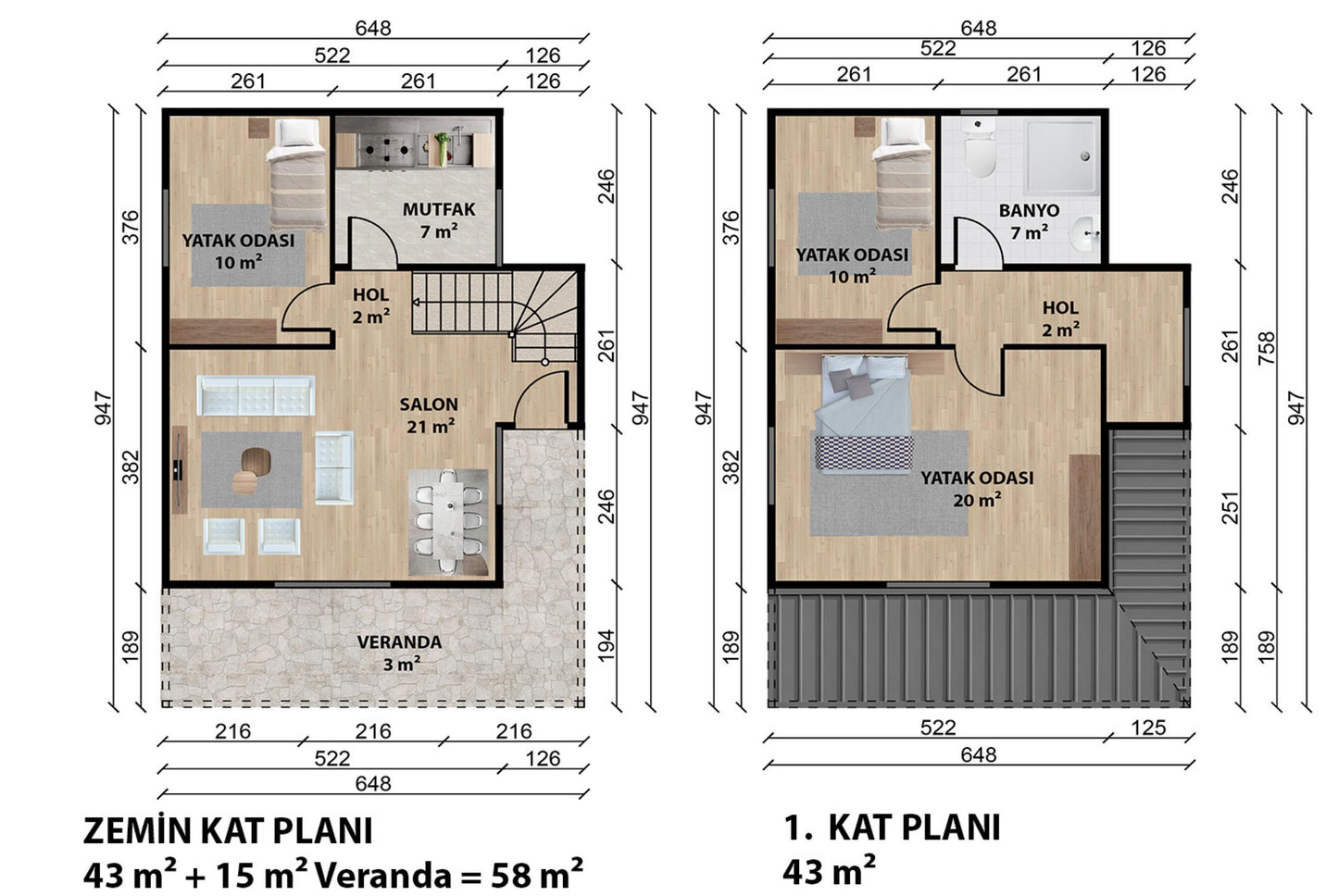 106 m2 Dublex Çelik Ev & Prefabrik Ev Planı | Lüks Ev Modelleri Prime Villa