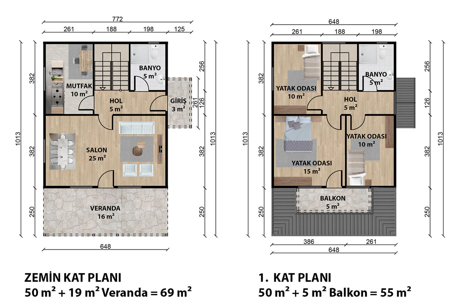 124 m2 Dublex Çelik Ev & Prefabrik Ev Planı | Lüks Ev Modelleri Prime Villa