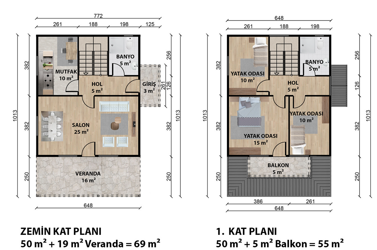 126 m2 Prefabrik Ev | Çift Katlı Prefabrik Ev Modelleri Prime Villa