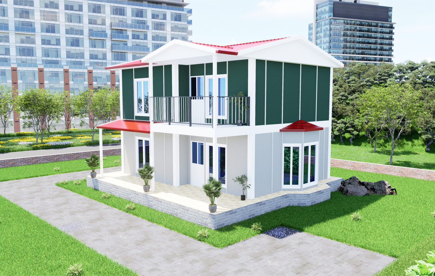 126 m2 Prefabrik Ev | Çift Katlı Prefabrik Ev Modelleri Prime Villa