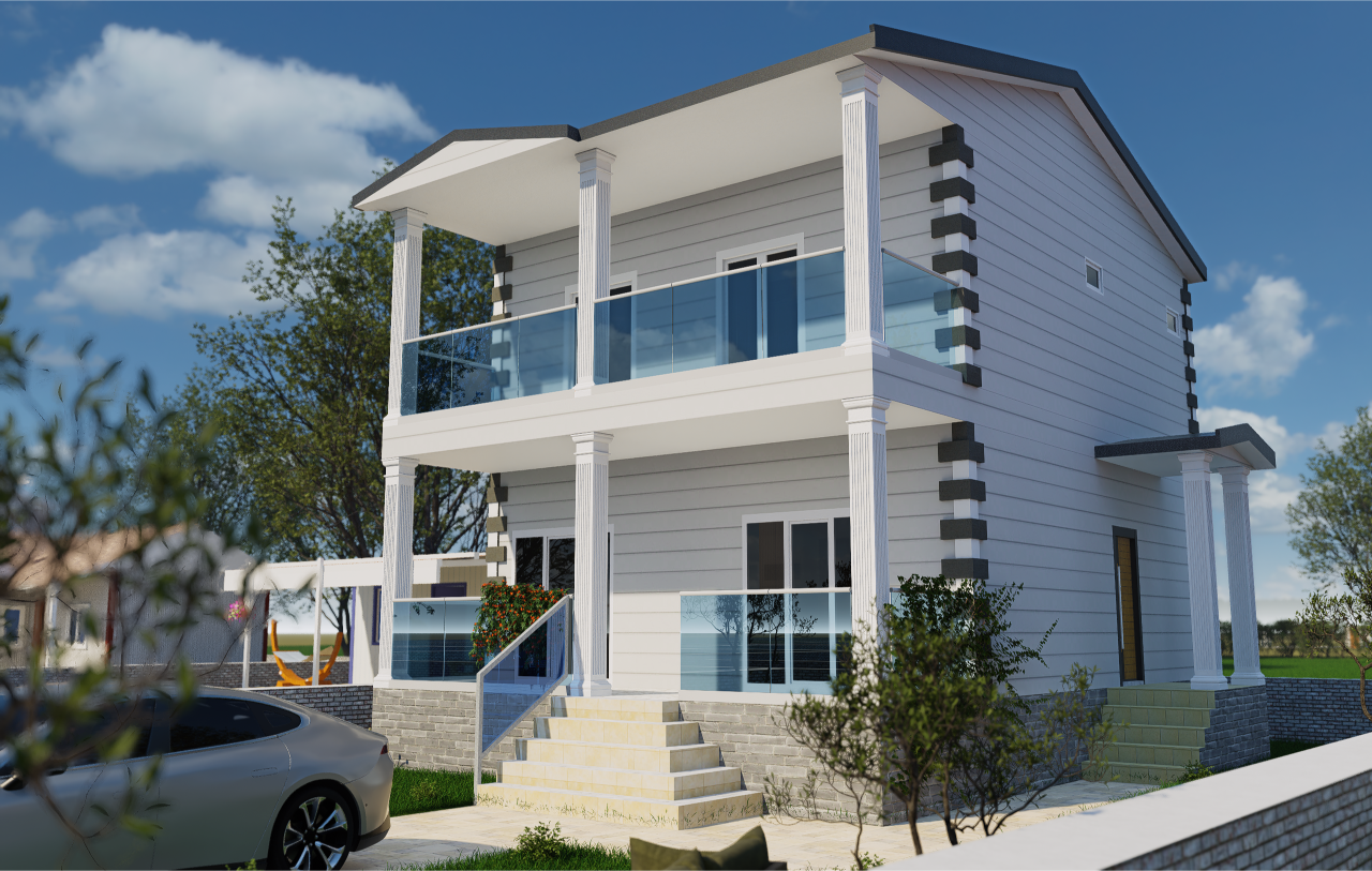 130 m2 Prefabrik Ev | Çift Katlı Prefabrik Ev Modelleri Prime Villa