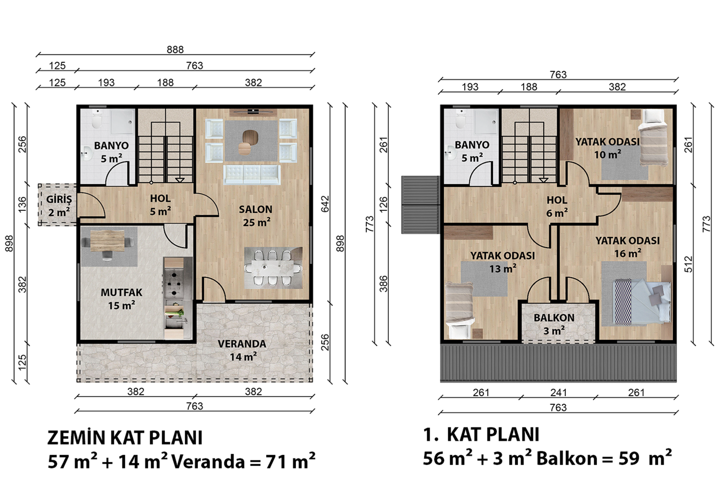 130 m2 Prefabrik Ev | Çift Katlı Prefabrik Ev Modelleri Prime Villa
