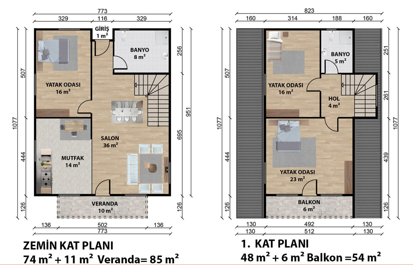 139 m2 Dublex Çelik Ev & Prefabrik Ev Planı | Lüks Ev Modelleri Prime Villa