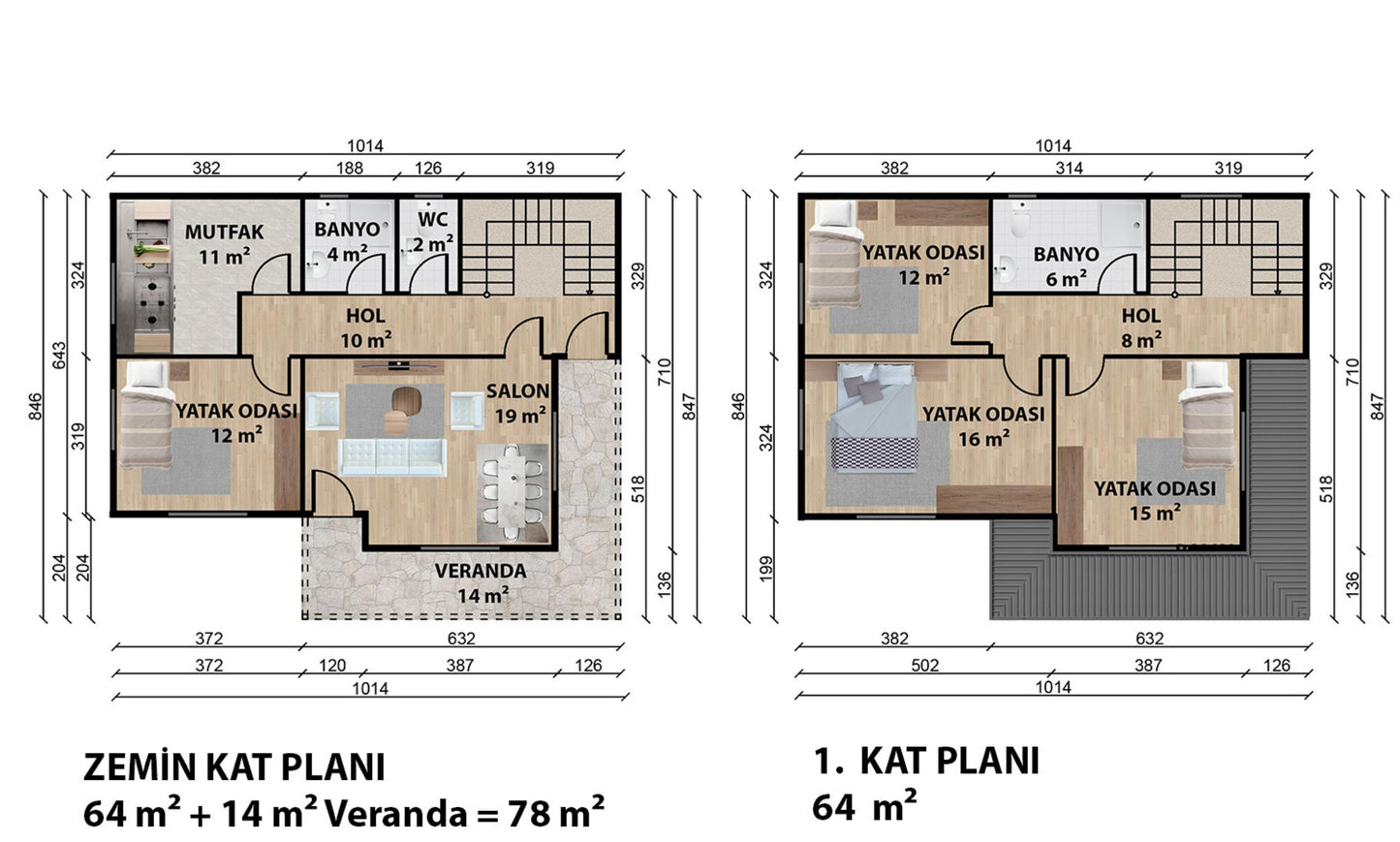 142 m2 Dublex Çelik Ev & Prefabrik Ev Planı | Lüks Ev Modelleri Prime Villa