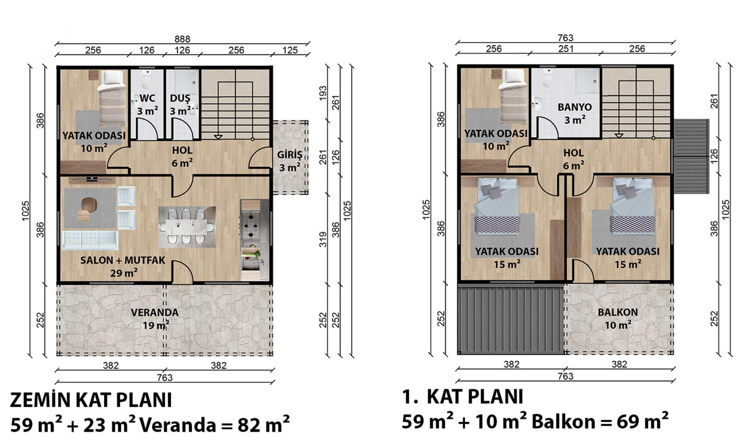 151 m2 Dublex Çelik Ev & Prefabrik Ev Planı | Lüks Ev Modelleri Prime Villa