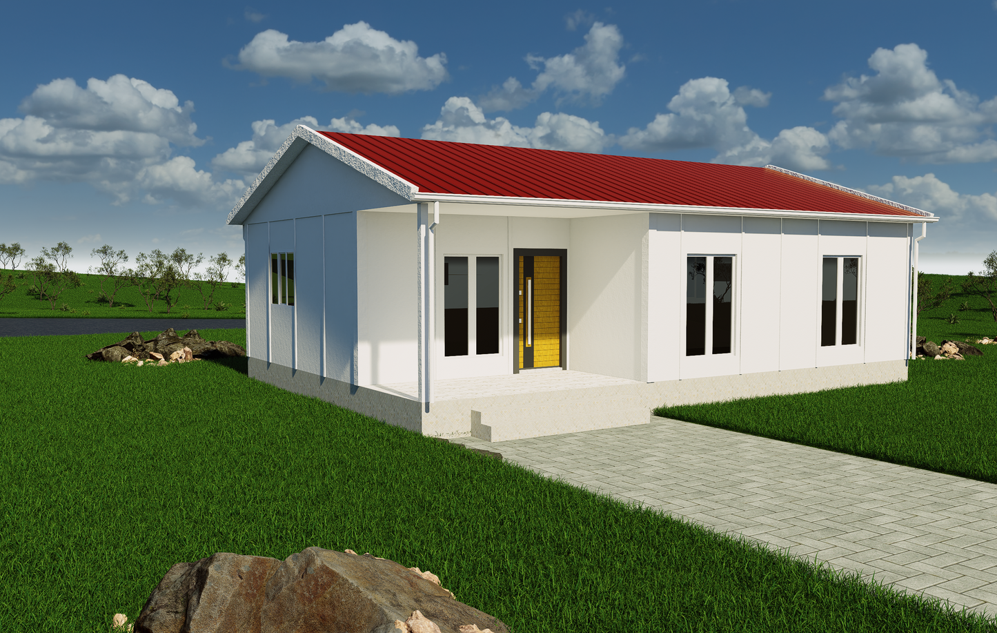72 m2 Prefabrik Ev | Tek Katlı Prefabrik Ev Modelleri Prime Villa