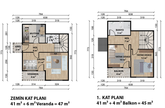 92 m2 Prefabrik Ev | Çift Katlı Prefabrik Ev Modelleri Prime Villa