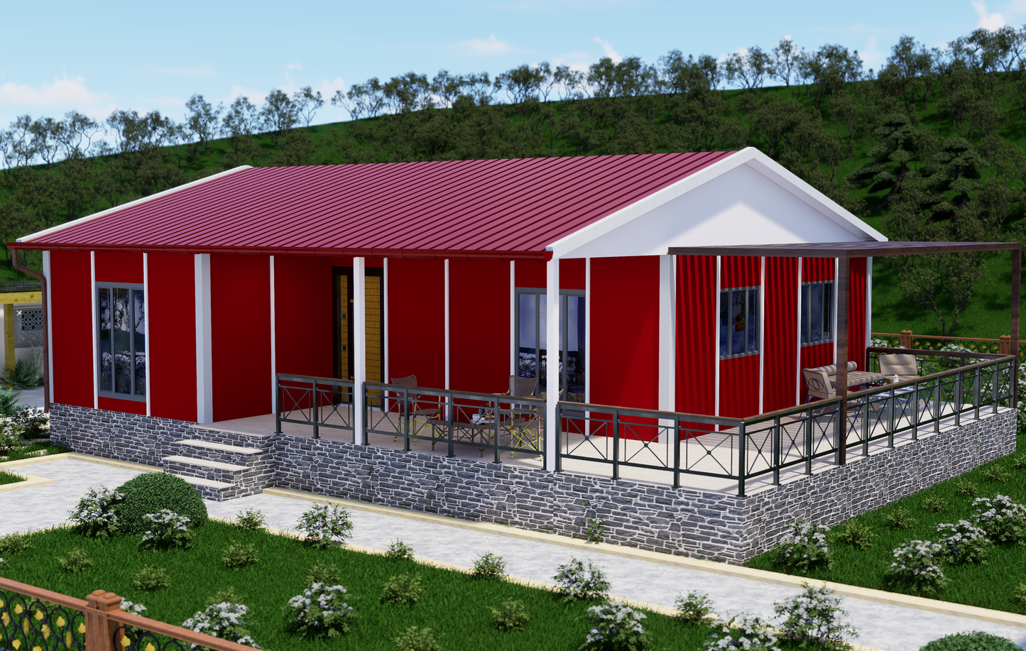 92 m2 Prefabrik Ev | Tek Katlı Prefabrik Ev Modelleri Prime Villa