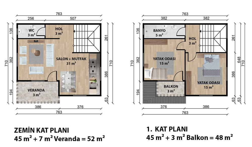 100 m2 Prefabrik Ev | Çift Katlı Prefabrik Ev Modelleri Prime Villa