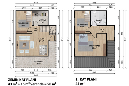 106 m2 Prefabrik Ev | Çift Katlı Prefabrik Ev Modelleri Prime Villa