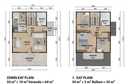 126 m2 Prefabrik Ev | Çift Katlı Prefabrik Ev Modelleri Prime Villa
