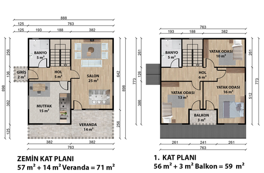 130 m2 Prefabrik Ev | Çift Katlı Prefabrik Ev Modelleri Prime Villa