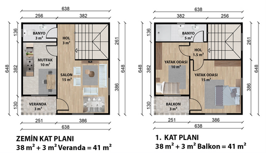 82 m2 Prefabrik Ev | Çift Katlı Prefabrik Ev Modelleri Prime Villa