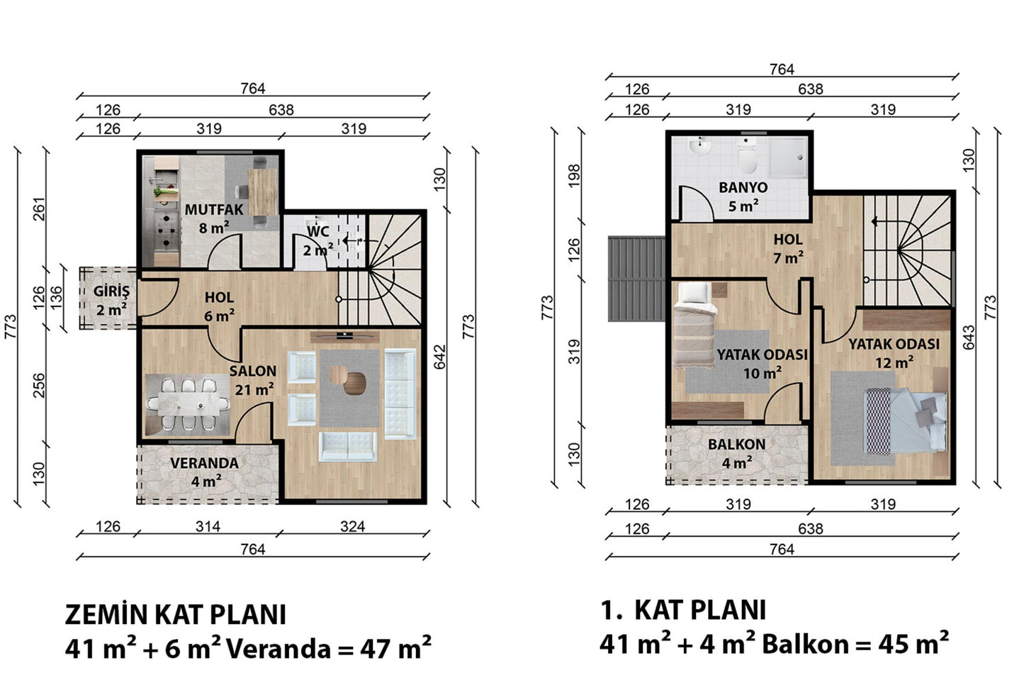 92 m2 Dublex Çelik Ev & Prefabrik Ev Planı | Lüks Ev Modelleri Prime Villa
