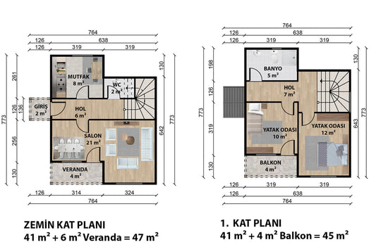 92 m2 Dublex Çelik Ev & Prefabrik Ev Planı | Lüks Ev Modelleri Prime Villa
